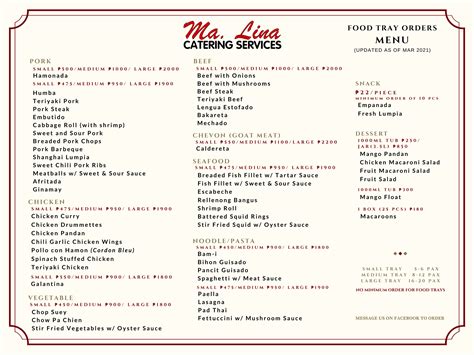 maria lina catering menu|Good day to .